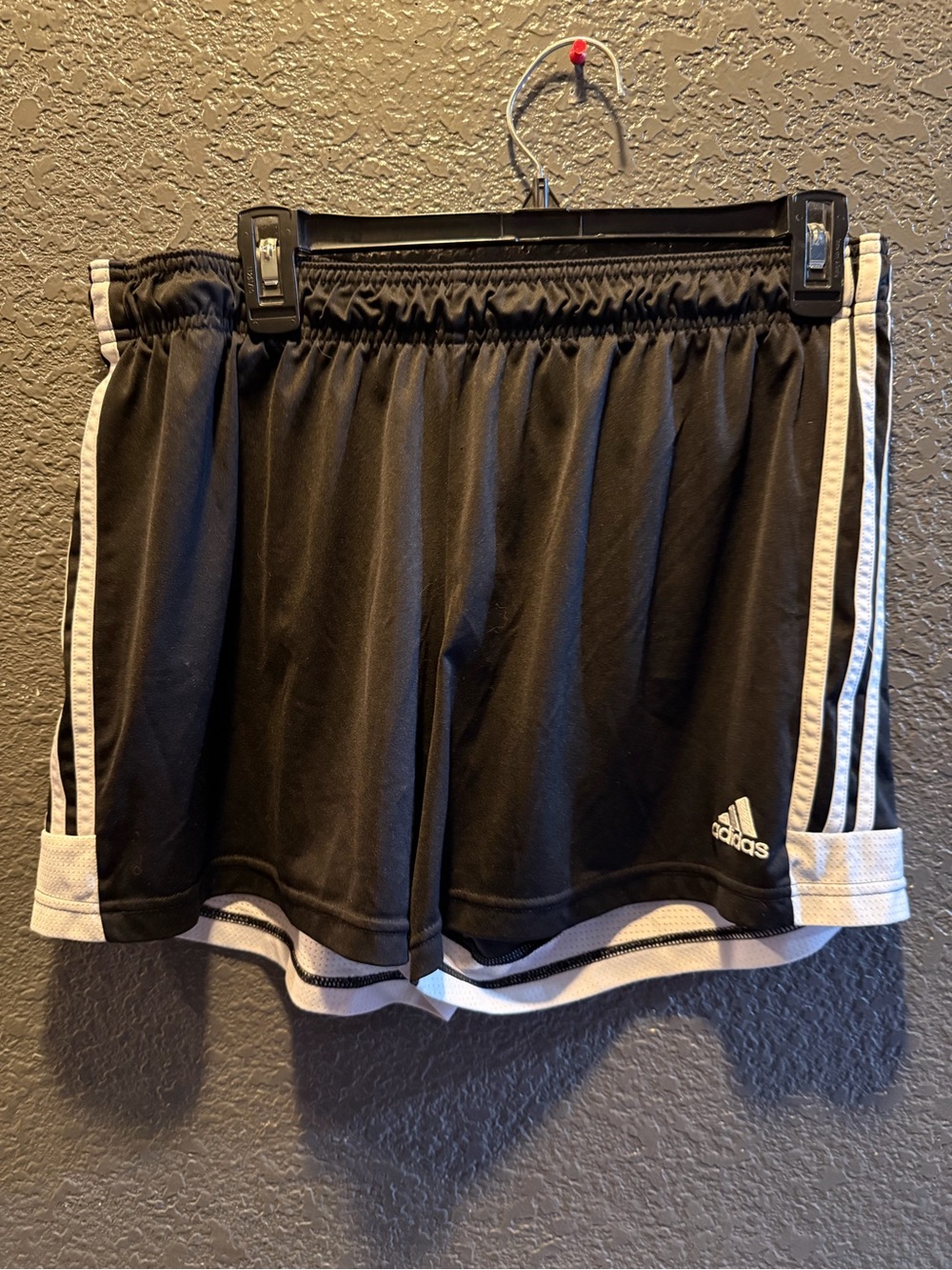 adidas Black Athletic Shorts with White Stripes